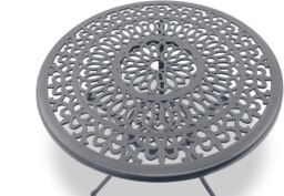 Rackhams POSITANO Luxurious Garden and Patio Table and 4 Large Chairs with Armrests Cast Aluminium Bistro Set - Grey - thumbnail 3