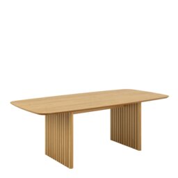 Rackhams Christo Dining Table in Oak 220x75cm including 6 Lima Dining Chairs with Armrest in Black - Black - No - Black - thumbnail 2