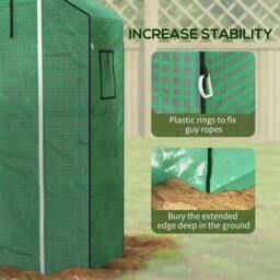 Rackhams Greenhouse Cover Replacement Walk-in PE Hot House Cover with Roll-up Door and Windows, 140 x 73 x 190cm, Green - thumbnail 6