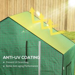 Rackhams Greenhouse Cover Replacement Walk-in PE Hot House Cover with Roll-up Door and Windows, 140 x 73 x 190cm, Green - thumbnail 4