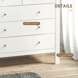 Rackhams 5 Drawer Dresser for Bedroom, Modern Chest of Drawers, Wide Storage Unit for Living Room, Hallway, Closet, White - thumbnail 5