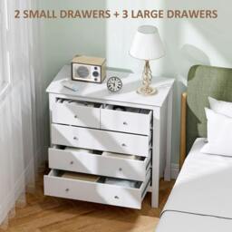 Rackhams 5 Drawer Dresser for Bedroom, Modern Chest of Drawers, Wide Storage Unit for Living Room, Hallway, Closet, White - thumbnail 4