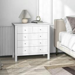 Rackhams 5 Drawer Dresser for Bedroom, Modern Chest of Drawers, Wide Storage Unit for Living Room, Hallway, Closet, White - thumbnail 2