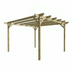 Rackhams Chamfered Wooden Garden Pergola Kit - Natural (Light Green) - 3.6m x 3.6m - thumbnail 2