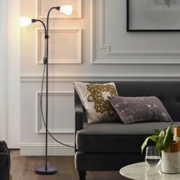 Rackhams Double Heads Floor Lamp - Black - thumbnail 1