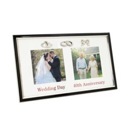Rackhams 40th Anniversary and Wedding Day Picture Frame in Silver and Black with Icons