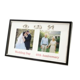 Rackhams 40th Anniversary and Wedding Day Picture Frame in Silver and Black with Icons - thumbnail 2