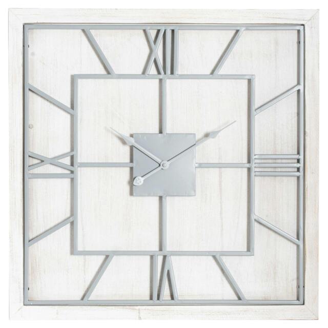 Rackhams Williston Square Wall Clock - White/Silver - 90cm x 5cm x 90cm - White/Silver - 100% Mixed - image 1