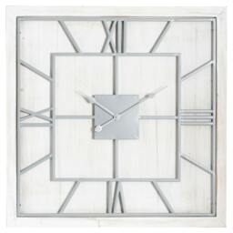 Rackhams Williston Square Wall Clock - White/Silver - 90cm x 5cm x 90cm - White/Silver - 100% Mixed - thumbnail 1