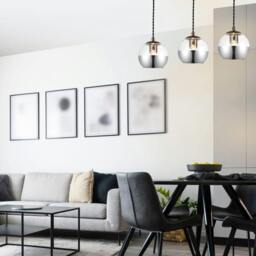 Rackhams Marlo 3 Light Smoky Glass Bar Pendant Light - Matt Black - Cluster - thumbnail 2