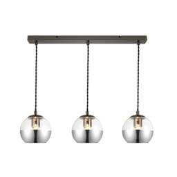 Rackhams Marlo 3 Light Smoky Glass Bar Pendant Light - Matt Black - Cluster - thumbnail 3