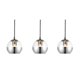 Rackhams Marlo 3 Light Smoky Glass Bar Pendant Light - Matt Black - Cluster - thumbnail 5
