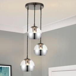 Rackhams Marlo 3 Light Smoky Glass Bar Pendant Light - Matt Black - Cluster - thumbnail 1