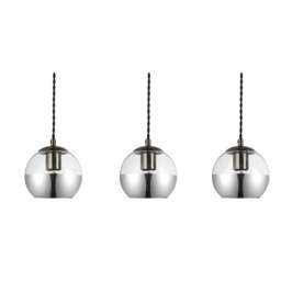 Rackhams Marlo 3 Light Smoky Glass Bar Pendant Light - Matt Black - Cluster - thumbnail 6