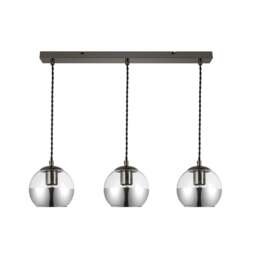 Rackhams Marlo 3 Light Smoky Glass Bar Pendant Light - Matt Black - Cluster - thumbnail 4