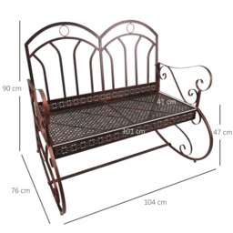 Rackhams Rocking Chair Swing Bench Loveseat Metal Bronze Garden Outdoor - thumbnail 5