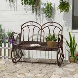 Rackhams Rocking Chair Swing Bench Loveseat Metal Bronze Garden Outdoor - thumbnail 1