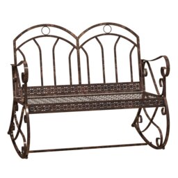 Rackhams Rocking Chair Swing Bench Loveseat Metal Bronze Garden Outdoor - thumbnail 2