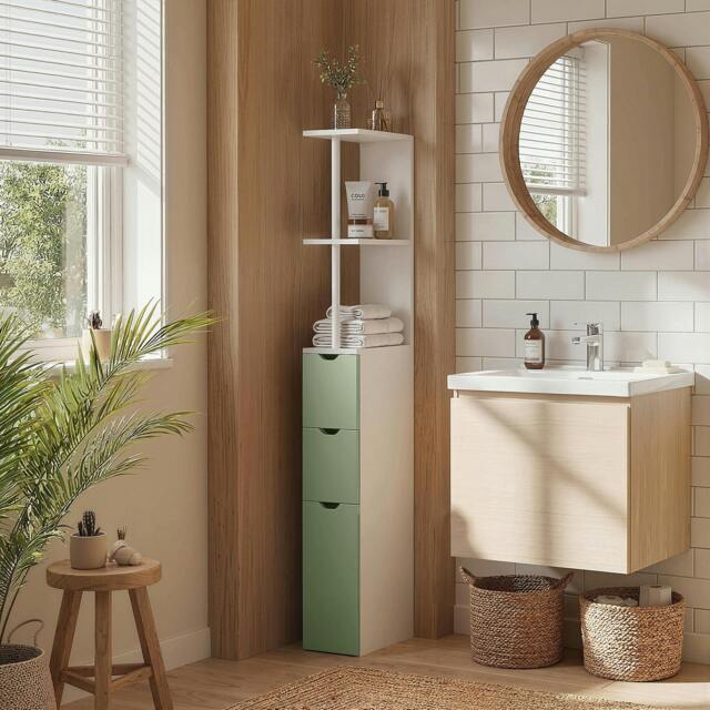 Rackhams Freestanding Bathroom Storage Cabinet with 2-Tier Shelf, Light Green - image 1