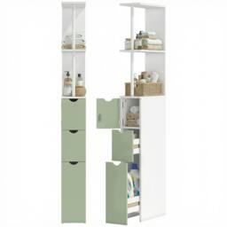Rackhams Freestanding Bathroom Storage Cabinet with 2-Tier Shelf, Light Green - thumbnail 2