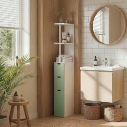 Rackhams Freestanding Bathroom Storage Cabinet with 2-Tier Shelf, Light Green