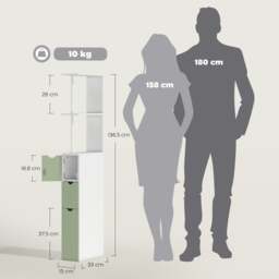 Rackhams Freestanding Bathroom Storage Cabinet with 2-Tier Shelf, Light Green - thumbnail 3