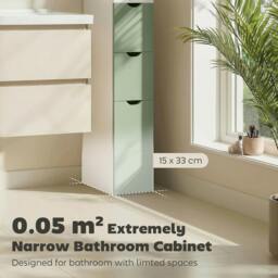 Rackhams Freestanding Bathroom Storage Cabinet with 2-Tier Shelf, Light Green - thumbnail 4
