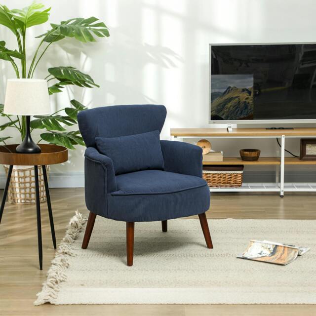 Rackhams Armchair with Padded Seat and Backrest for Living Room - Blue - Polyester - image 1