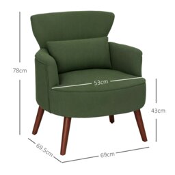 Rackhams Armchair with Padded Seat and Backrest for Living Room - Blue - Polyester - thumbnail 4