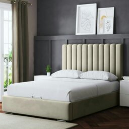 Rackhams Evangeline Divan Bed with Upholstered Headboard - Beige - Single / 3ft