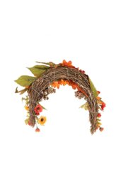 Rackhams Artificial Sunflower Swag Wreath with Pumpkins Halloween Hanging Decoration with Light - Orange - thumbnail 5