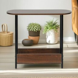 Rackhams 2 Tier Narrow Side Table Brown - thumbnail 2
