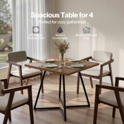Rackhams dining table square dining table 80cm 25mm metal frame MDF Walnut - thumbnail 4
