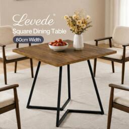 Rackhams dining table square dining table 80cm 25mm metal frame MDF Walnut - thumbnail 2
