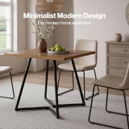 Rackhams dining table square dining table 80cm 25mm metal frame MDF Walnut - thumbnail 6
