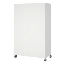 Rackhams Uppsala Open Mobile Wardrobe Unit in White with a Beige Textile Curtain on Wheels - White - Malemine - 1 - thumbnail 4