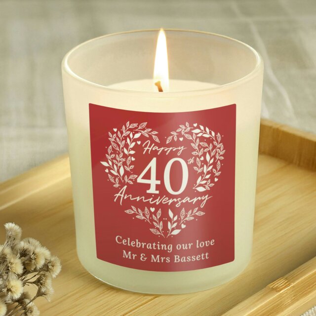 Rackhams Personalised 40th Ruby Wedding Anniversary Candle Jar - image 1