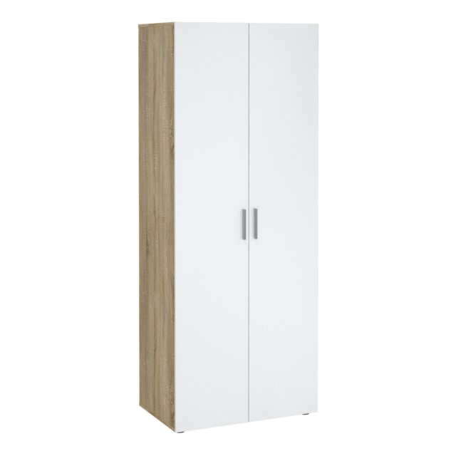 Rackhams Pepe Wardrobe with 2 doors in Oak with White High Gloss - White - Malemine - 1 - image 1