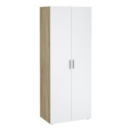Rackhams Pepe Wardrobe with 2 doors in Oak with White High Gloss - White - Malemine - 1