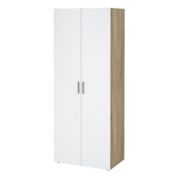 Rackhams Pepe Wardrobe with 2 doors in Oak with White High Gloss - White - Malemine - 1 - thumbnail 3