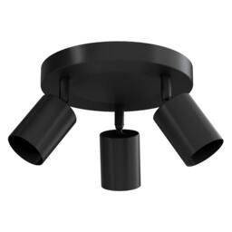 Rackhams 3-Way Spotlight Ceiling Light Adjustable GU10 Modern Black Round Base