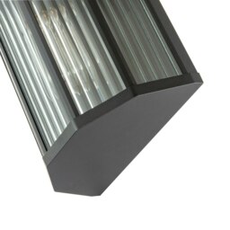 Rackhams Contemporary Outdoor Garden Half Lantern Wall Lamp with Clear Ribbed Glass - thumbnail 5