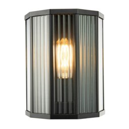 Rackhams Contemporary Outdoor Garden Half Lantern Wall Lamp with Clear Ribbed Glass - thumbnail 1