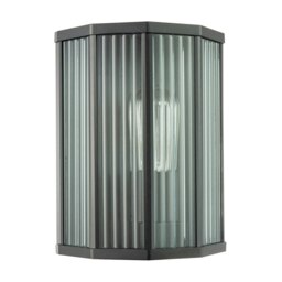 Rackhams Contemporary Outdoor Garden Half Lantern Wall Lamp with Clear Ribbed Glass - thumbnail 4