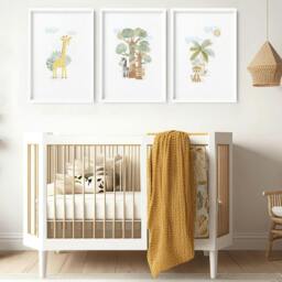Rackhams Giraffe Nursery - Set of 3 wall art prints - 20 x 30 in / 50 x 76 cm - Polyester Canvas 260 gsm - Canvas wrapped - thumbnail 1