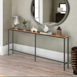 Rackhams Industrial 180CM Wide Slim Hallway Console Table Rustic Brown - thumbnail 5