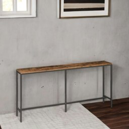 Rackhams Industrial 180CM Wide Slim Hallway Console Table Rustic Brown - thumbnail 3