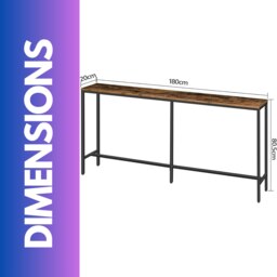 Rackhams Industrial 180CM Wide Slim Hallway Console Table Rustic Brown - thumbnail 6
