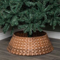Rackhams 48/70cm Samuel Alexander Large KD Plastic Wicker Rattan Woven Christmas Tree Skirt in Brown - thumbnail 2