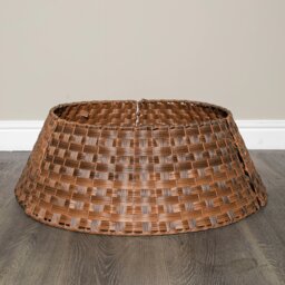 Rackhams 48/70cm Samuel Alexander Large KD Plastic Wicker Rattan Woven Christmas Tree Skirt in Brown - thumbnail 5